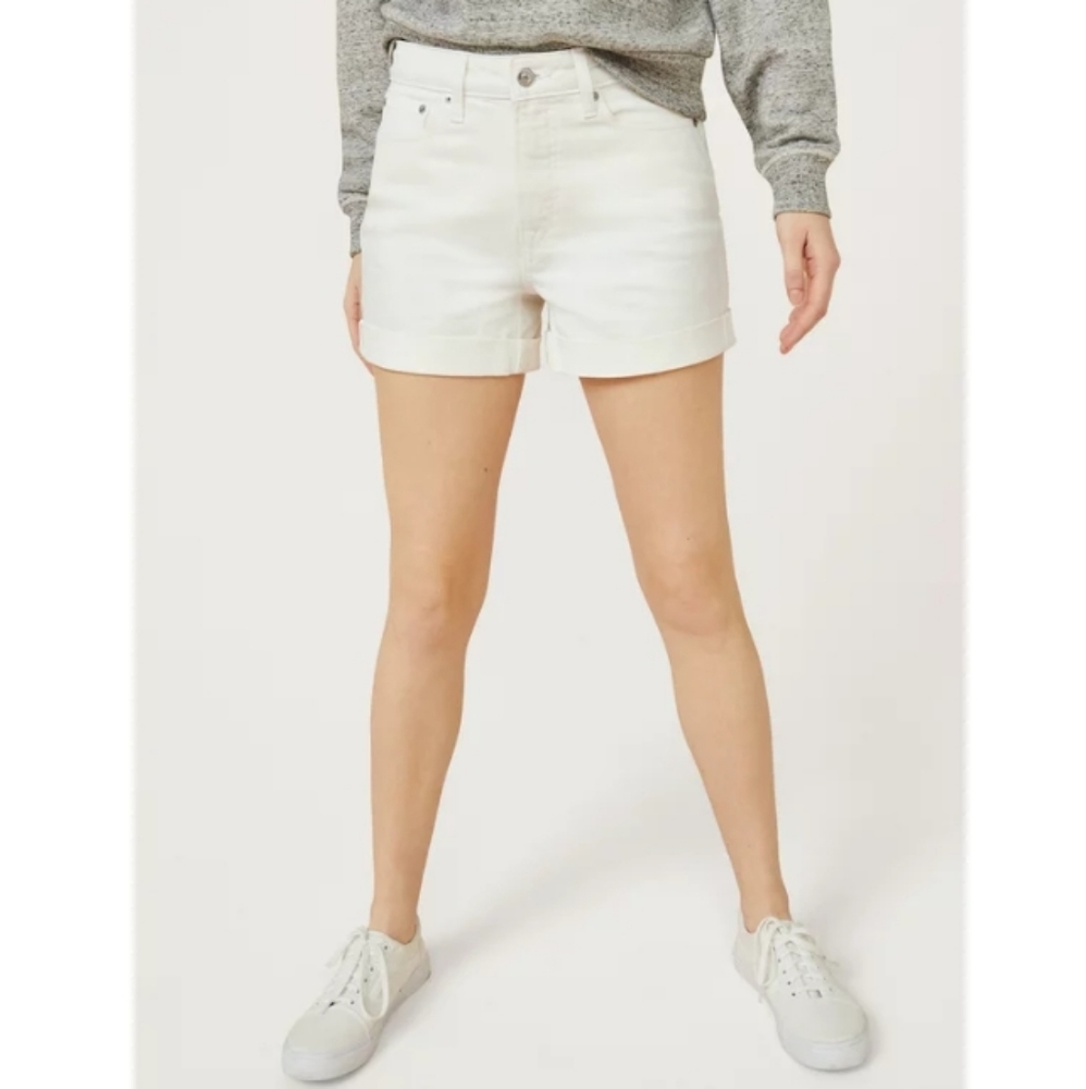 NWT Free Assembly Denim Rolled Cuff High Rise White Jean Shorts